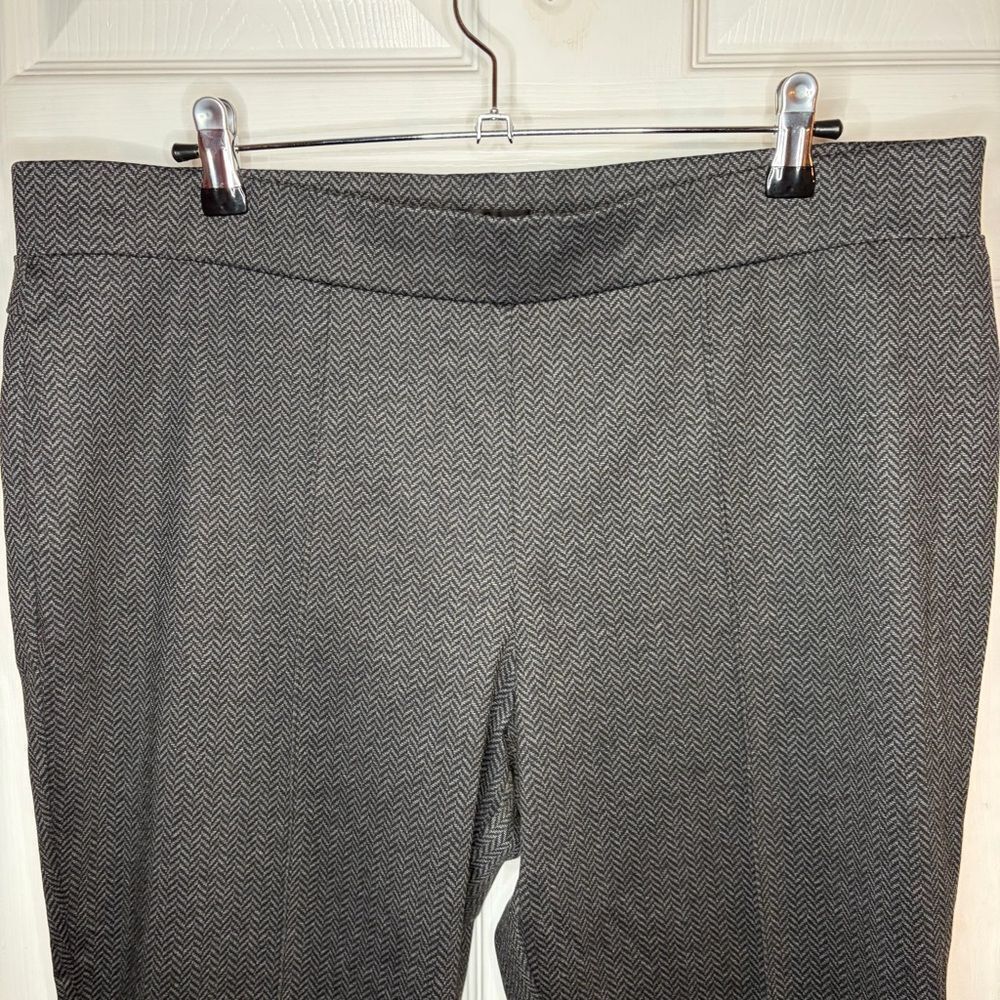 KASPER Classic Pull On Slim Stretch Herringbone Pants Workwear Charcoal Grey 14 - Picture 3 of 9